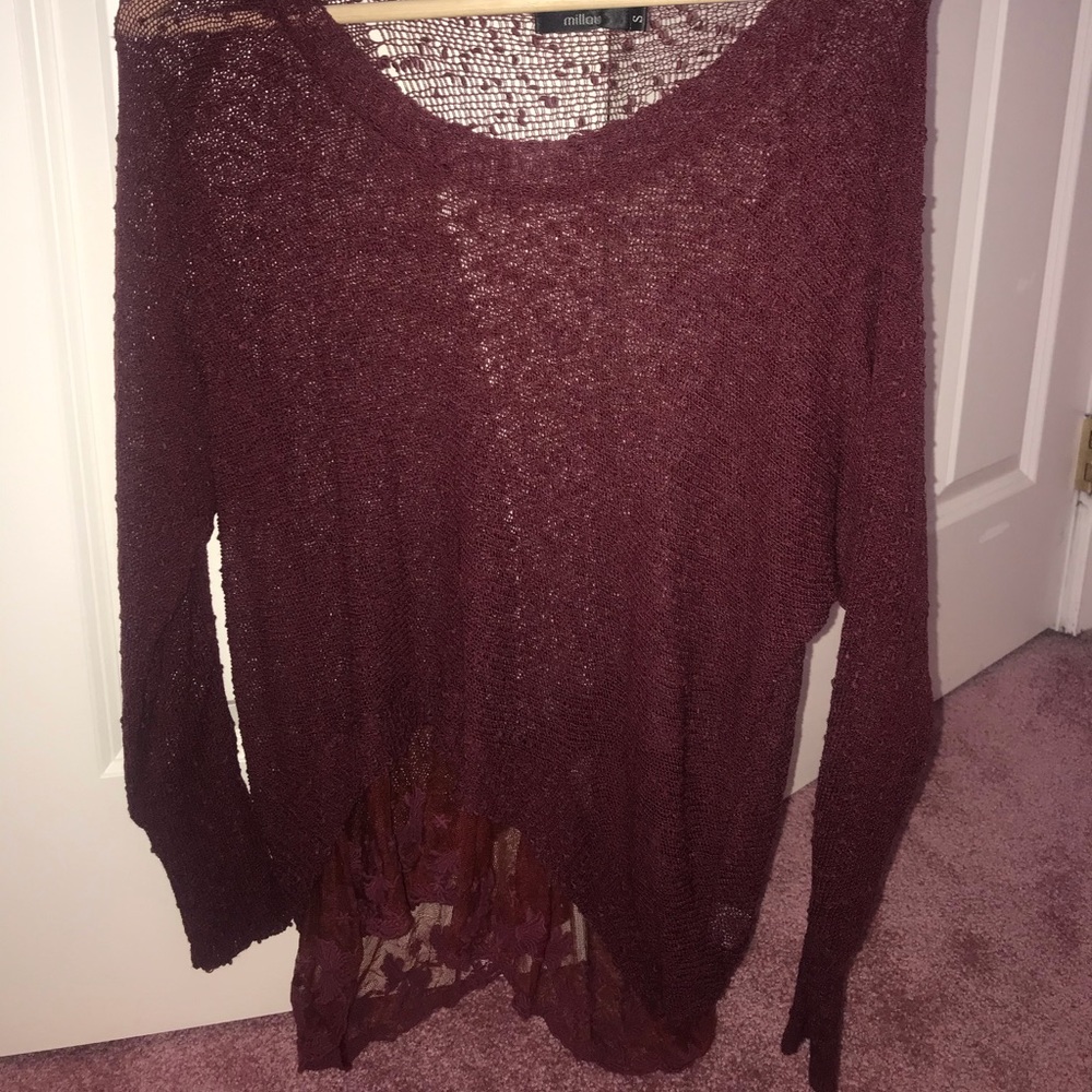 LF maroon sweater with lace